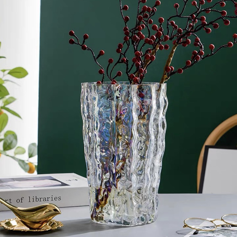 宇行玻璃北欧彩色玻璃花瓶客厅百合花玫瑰水养水培花插餐桌装饰摆件水晶花瓶详情29