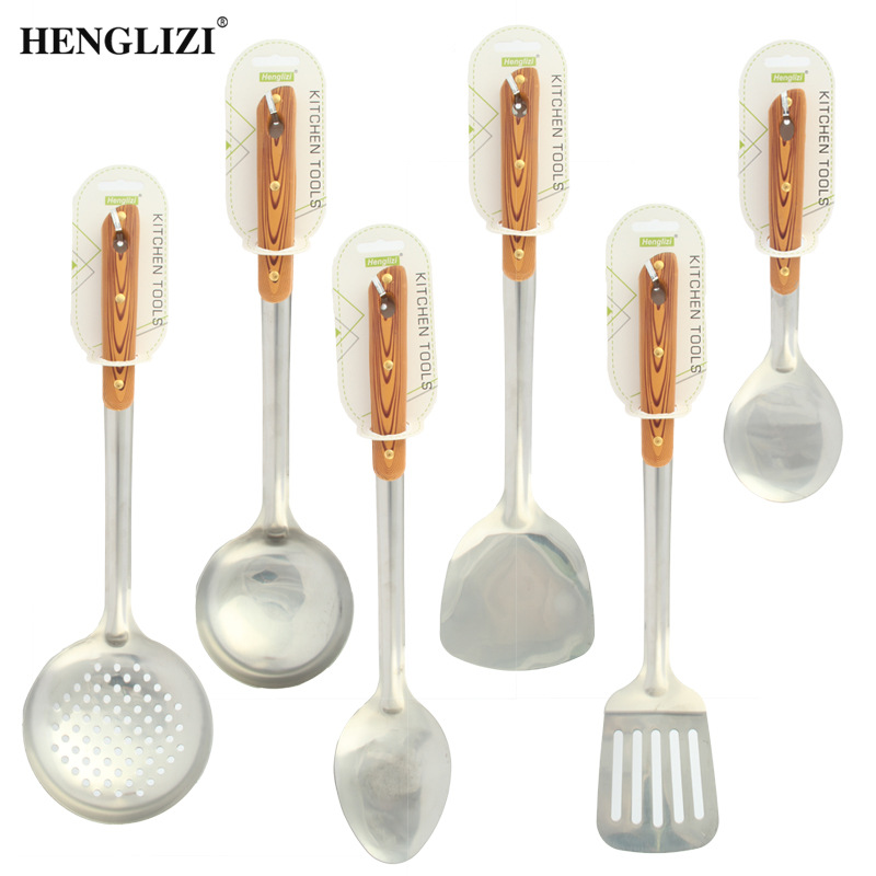Cross-border household stainless steel spatulas, soup spoons, frying spatulas, strainers, non-stick pans, anti-slip cooking handles, kitchen utensils pic 10