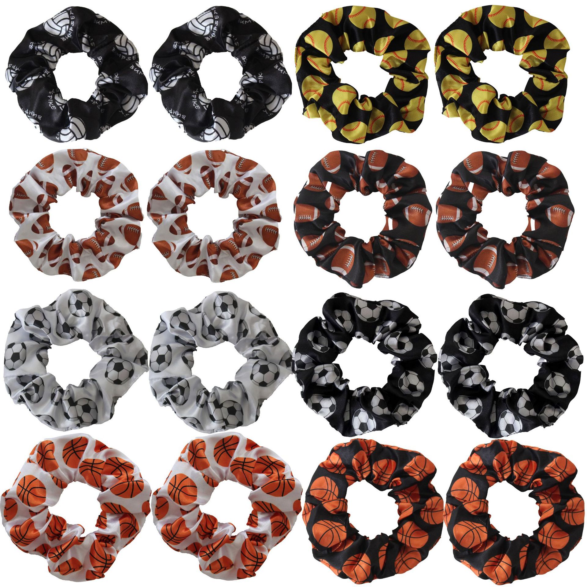 Wholesale of cross-border digital printed volleyball, football and basketball large intestine hair bands and fabric hair bands from Europe and America. Please provide your pictures and samples pic 18
