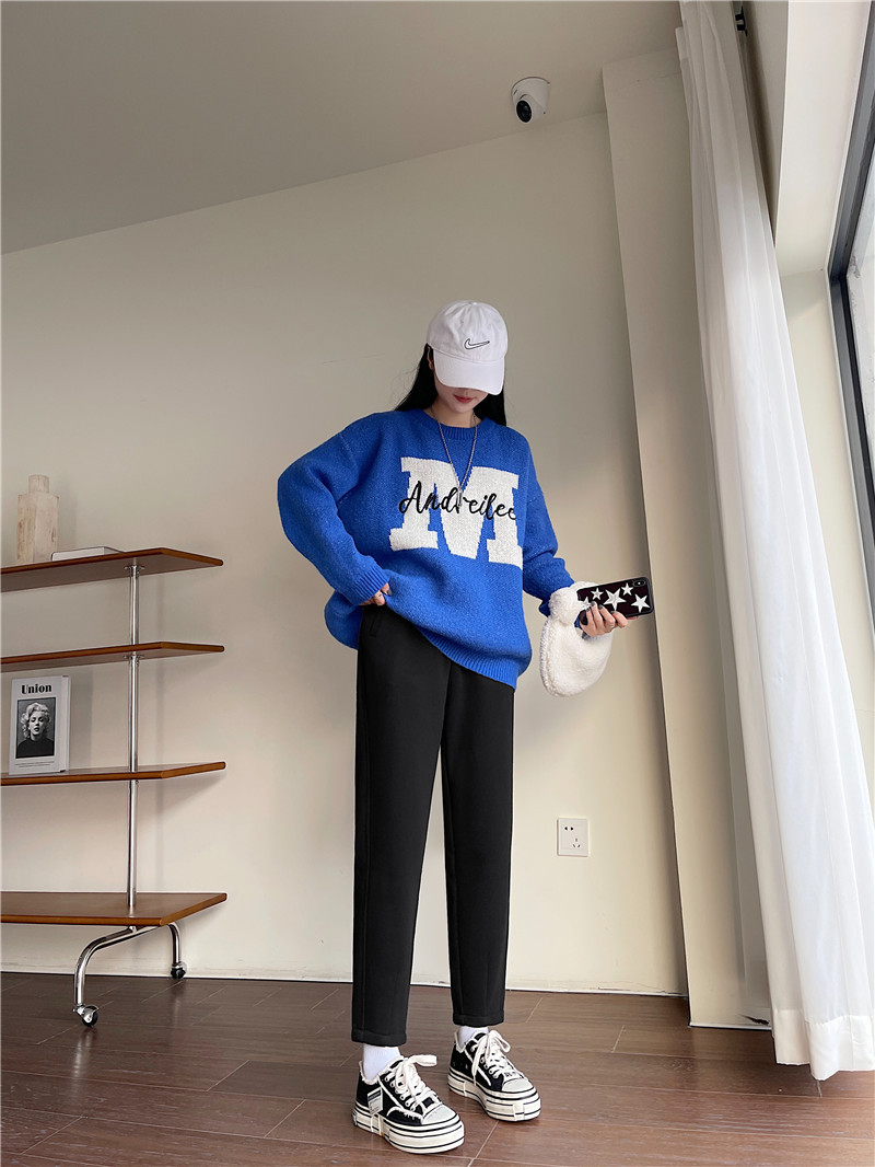 Beige fleece and thickened casual sweatpants for women, loose and slimming cotton pants, soft and warm radish pants pic 18