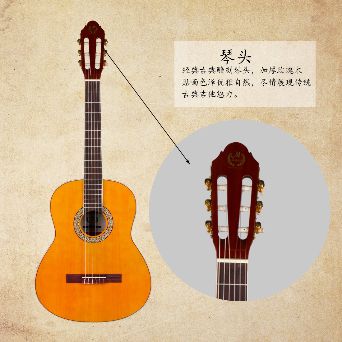 Wholesale 39-inch classical guitars, spruce Sapele classical acoustic guitars, adult performance grade guitar instruments pic 5