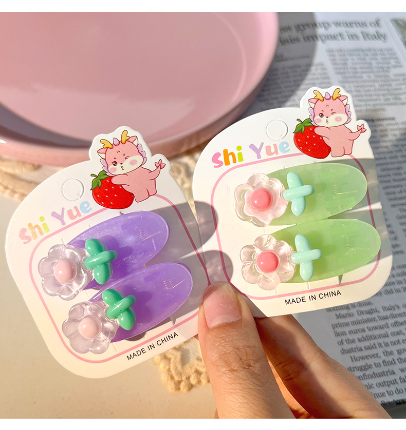 夏季花朵儿童发夹批货小女孩椭圆夹边夹碎发夹可爱学生小夹子头饰详情5