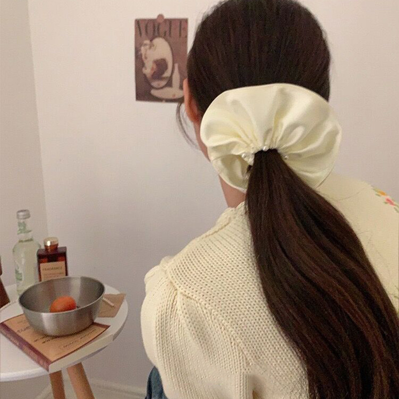 夏日新款蓝色格纹发圈少女头饰高级感褶皱大肠圈ins小清新发饰女详情6