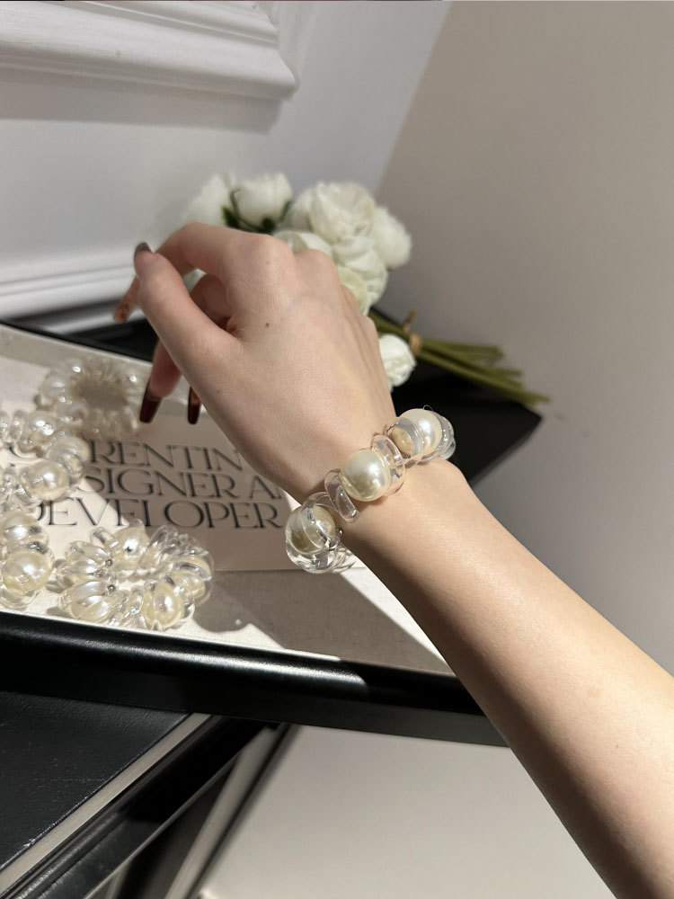 Korean version pearl telephone line hair tie, high-end style, hair tie, hair band, versatile hair band, ponytail hair tie, new hair accessory pic 8
