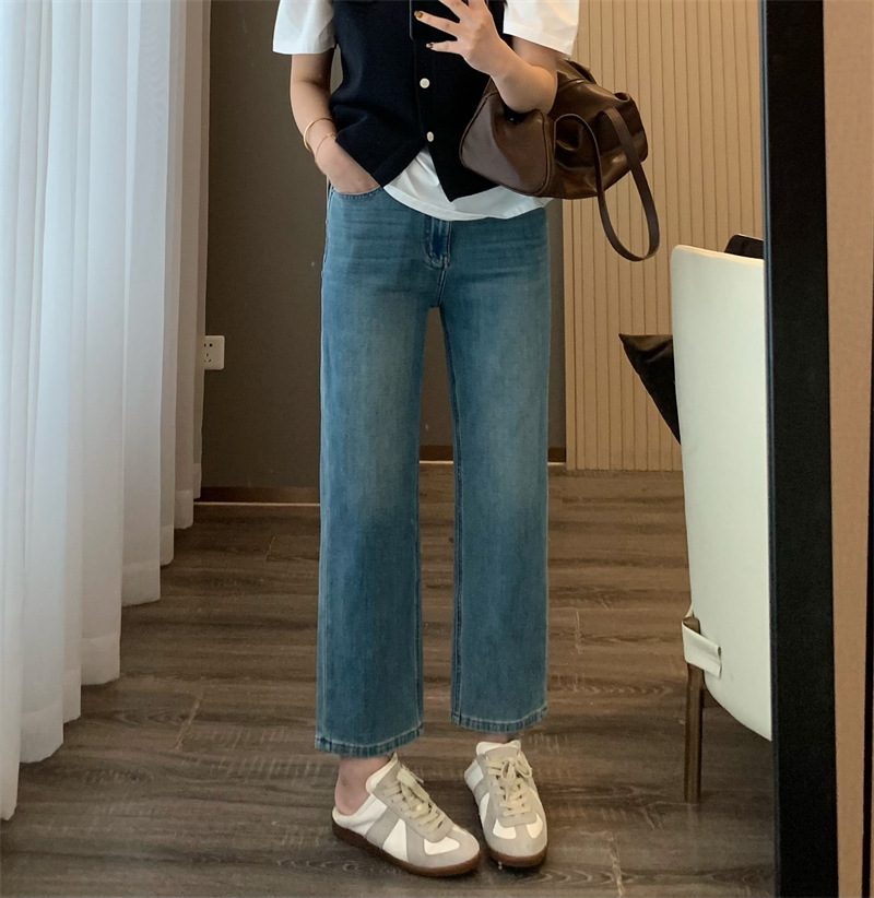 朵妮DN 莱赛尔亚麻360四面弹春夏亚麻透气高腰显瘦法棍裤牛仔裤女详情10