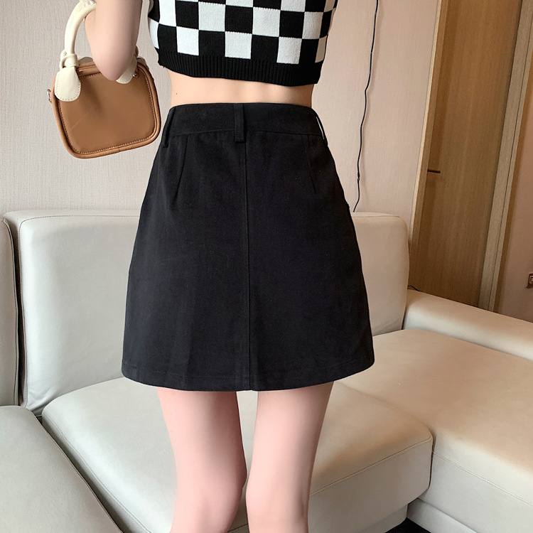 实拍视频小个子绿色半身裙女ins2023秋季新款高腰包臀a字裙短裙子详情24
