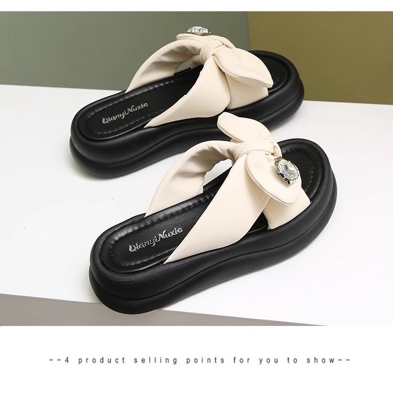 2024年夏季外穿舒适新款时尚休闲百搭厚底一字拖蝴蝶结女士凉拖鞋详情22