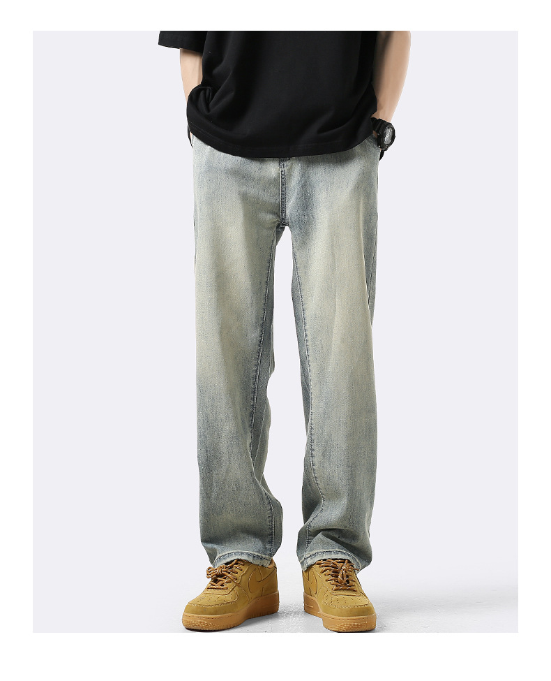 Guangzhou Xintang ultra-thin washed wide-leg elastic waist long pants for men and men, autumn, spring and summer, thin straight leg style pic 14