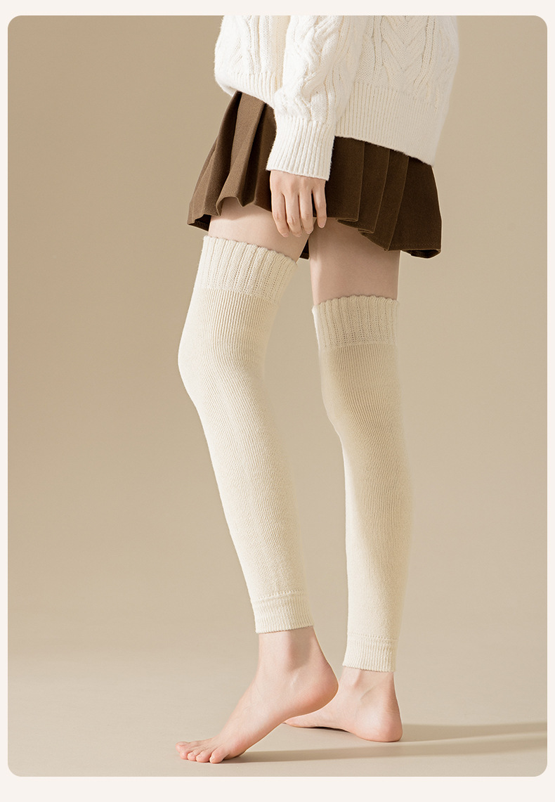 羊绒护膝袜套女长筒袜子加绒加厚毛圈秋冬季保暖过膝袜女士大腿袜详情18