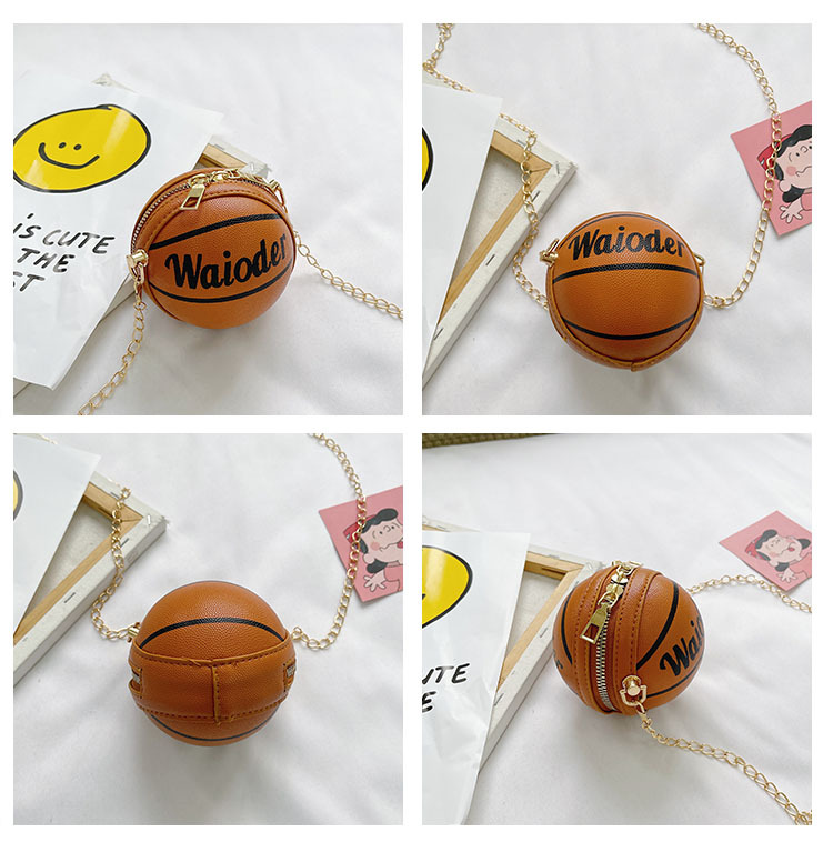 儿童包包新款蓝球零钱小包时尚女童迷你链条单肩斜挎包圆球包批发详情2