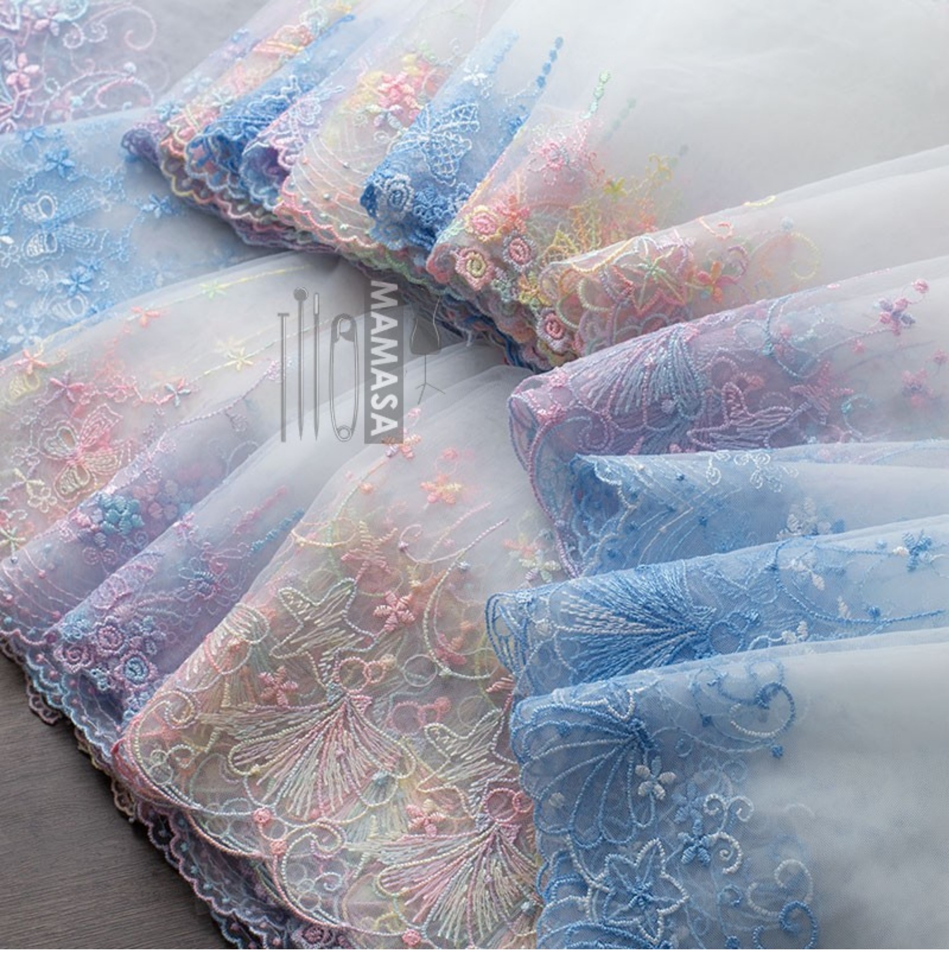 多巴胺梦幻彩色刺绣网纱花边 DIY手工lolita服装布艺发饰辅料详情6