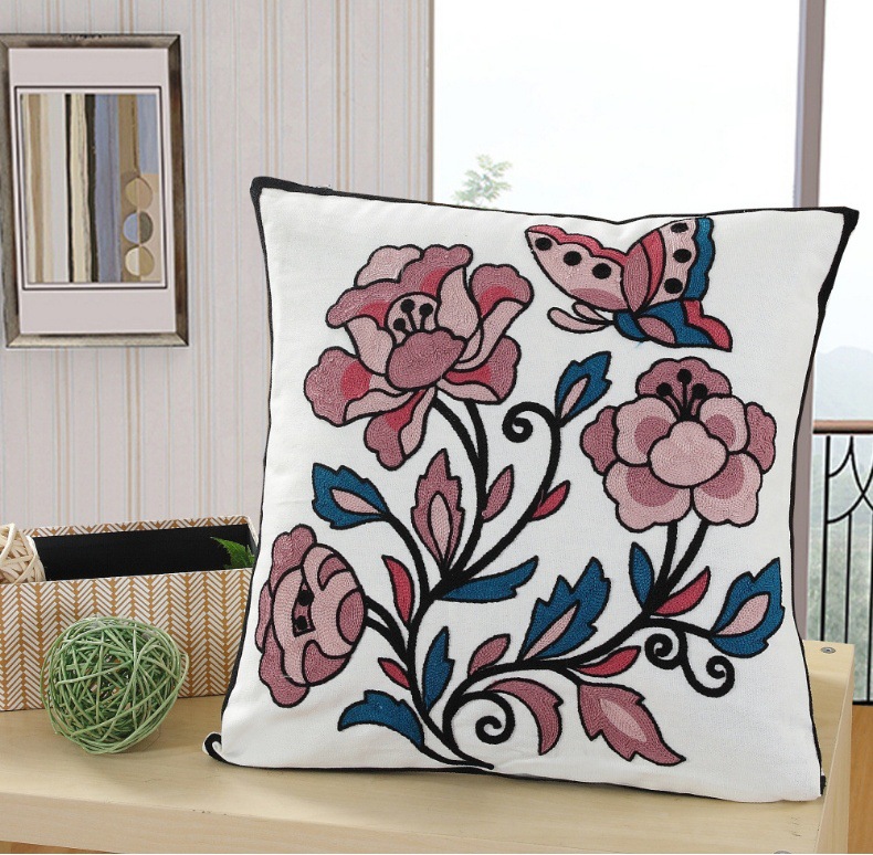 Hot-selling floral embroidery pillowcases, ins sofa, living room cushions, soft bed cushions, office cushions, ins style pic 18