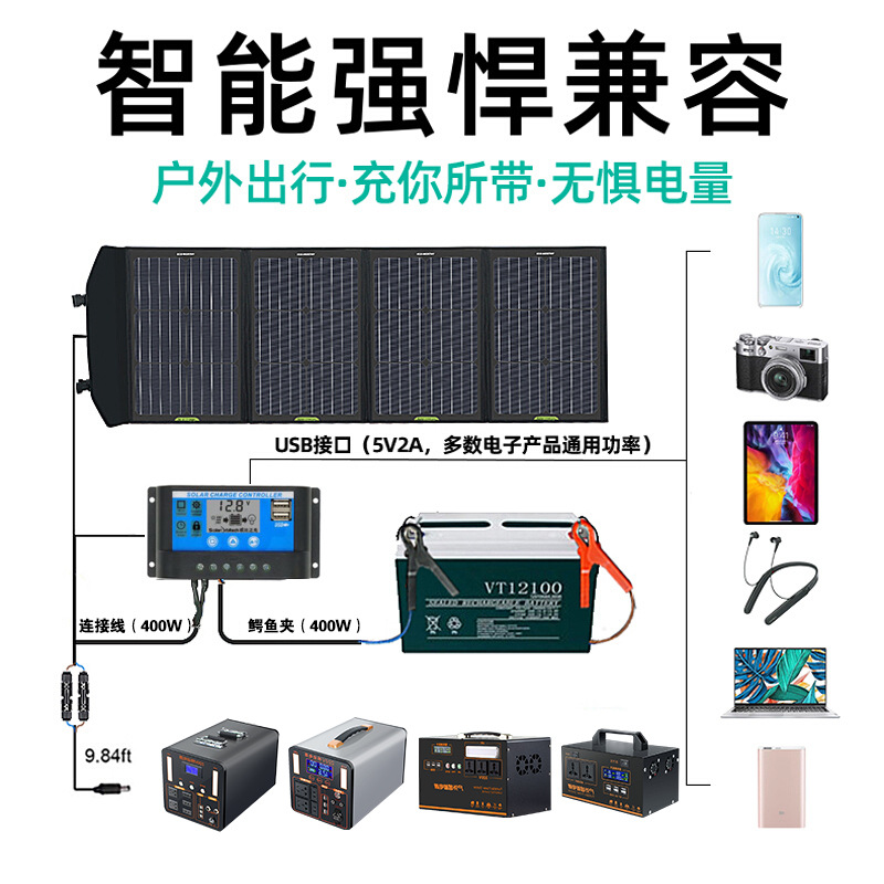 400-watt high-power portable folding bag for solar panels, 18V outdoor mobile phone charger, battery power bank pic 9
