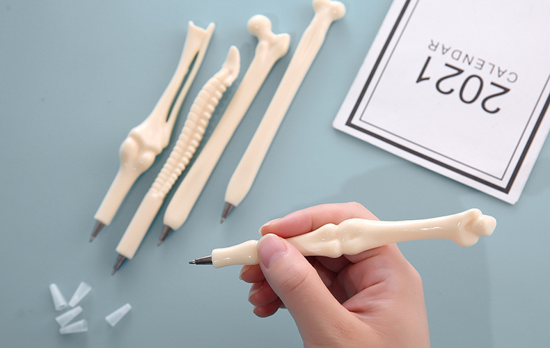 C Cross-border Exclusive bone Ballpoint pens, creative and personalized black signature pens, new and unique stationery items, funny bones pic 1