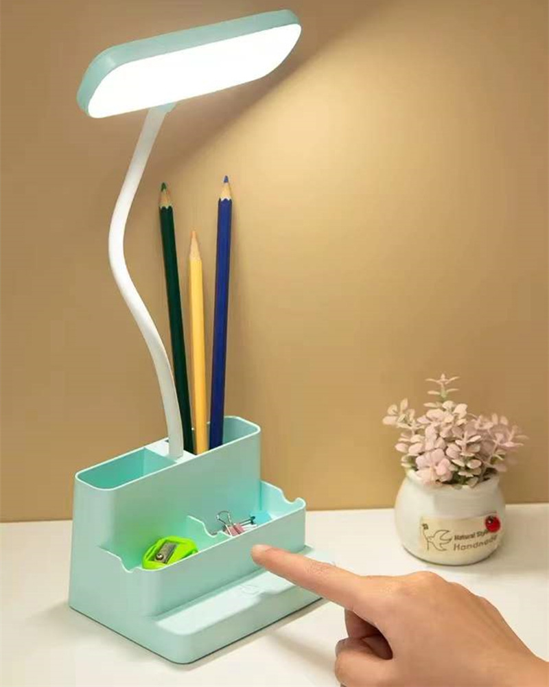 USB charging pen holder, desk lamp, three-source touch switch, LED bedside lamp, mobile phone stand, gift, advertisement, printing pic 2