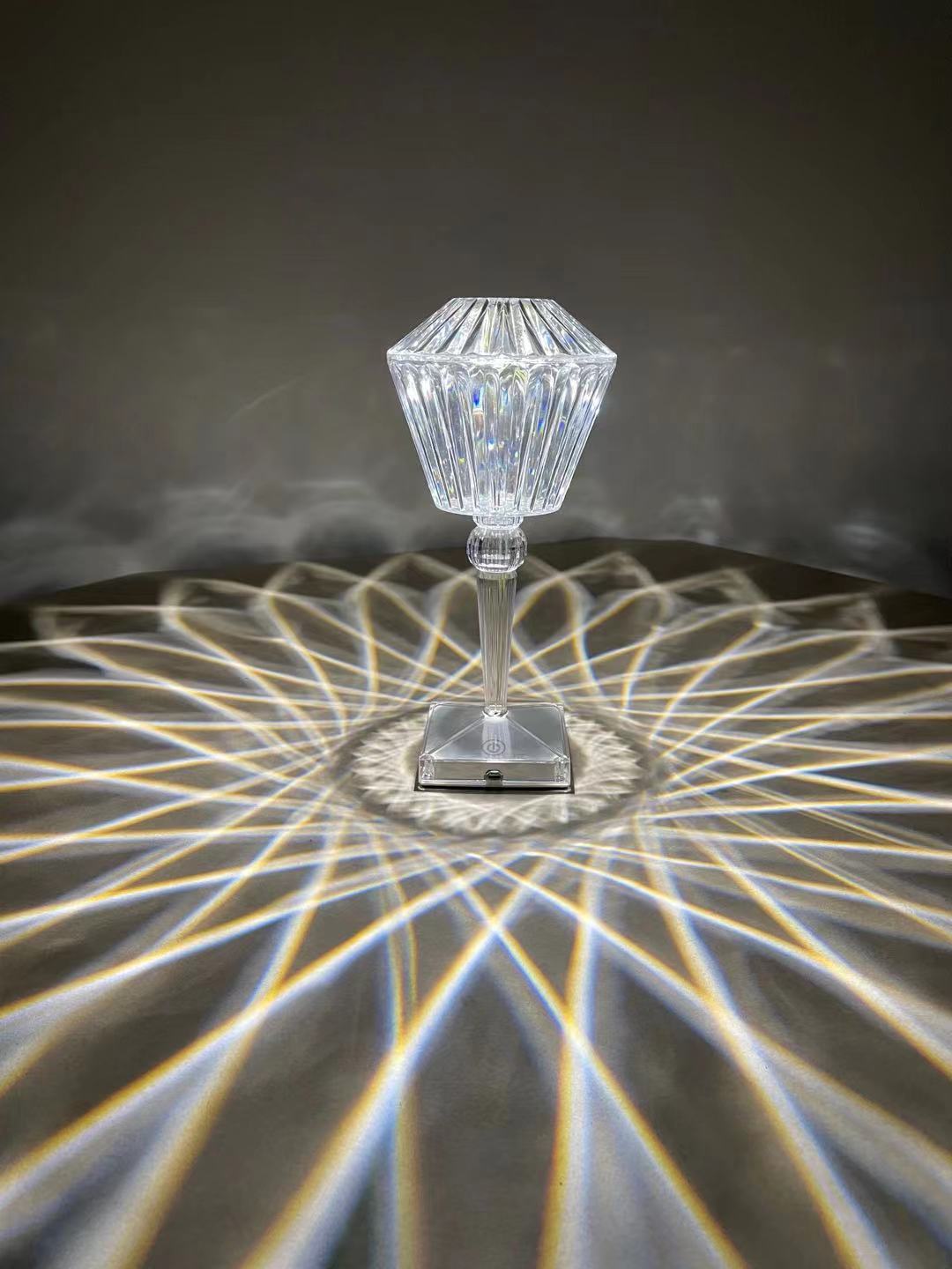 跨境 新款钻石水晶棱形光影网红ins台灯餐桌氛围USB充电床头夜灯详情5