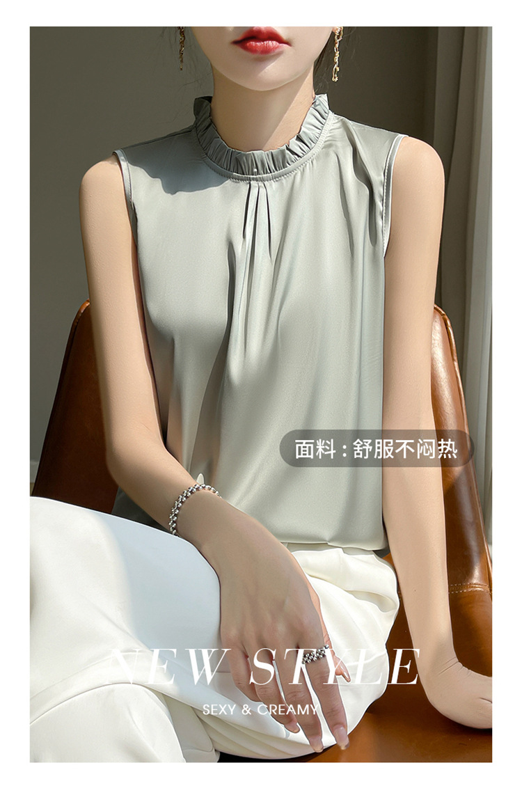 2025夏季立领无袖背心T恤修身上衣百搭打底衫半袖女装服饰吊带女详情10
