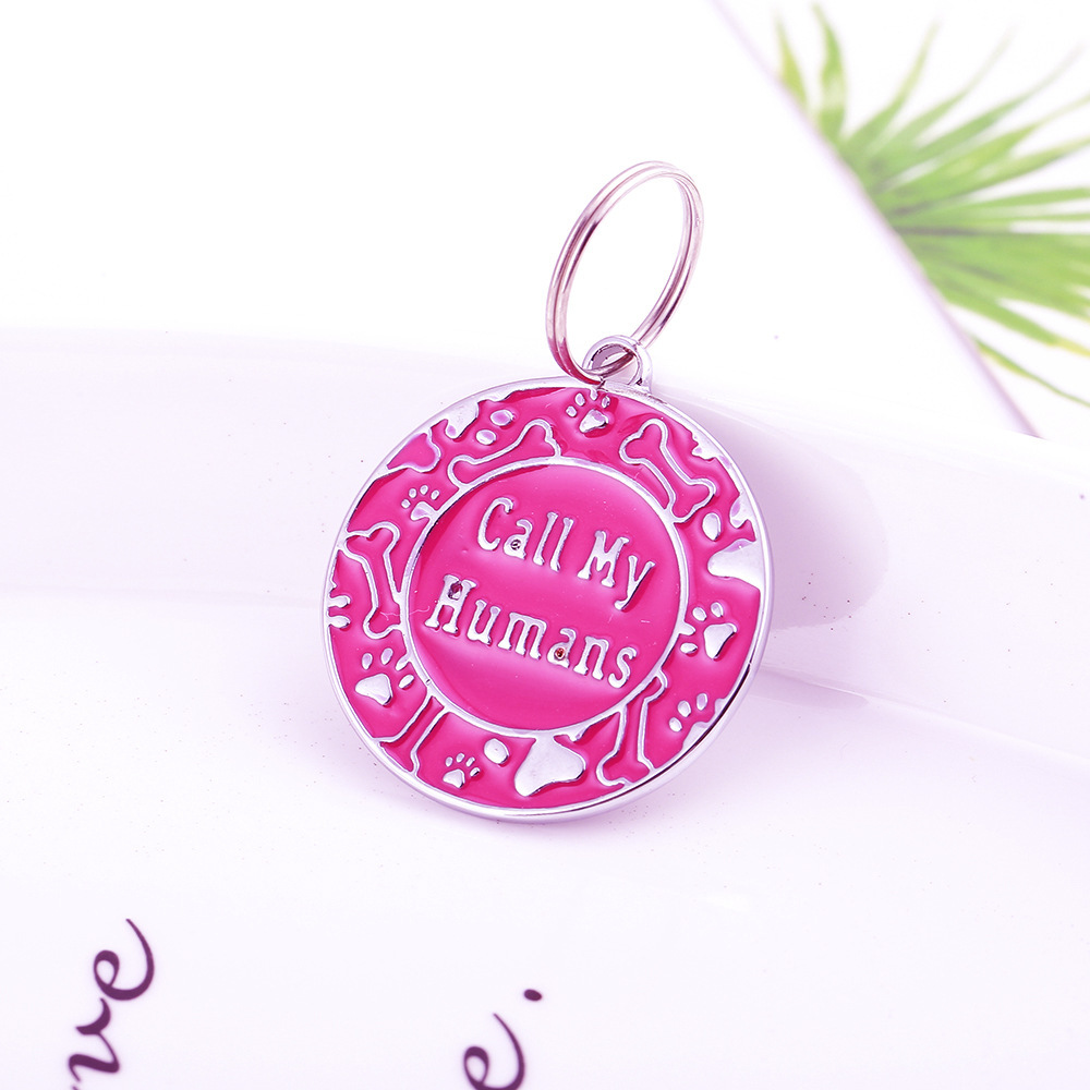 Cross-border in-stock fashionable metal pendant, anti-loss round dog tag, pet identity tag, laser-engraved nameplate pendant pic 2