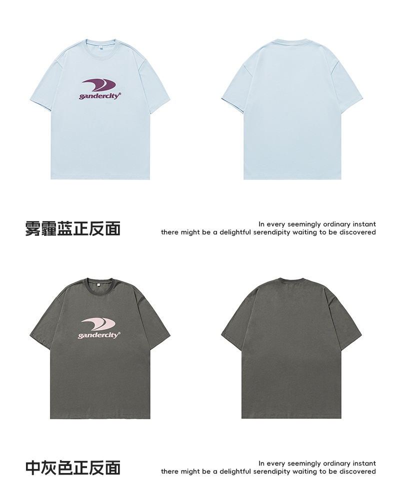 韩路男装 潮牌印花宽松短袖T恤男女夏季新款纯棉情侣美式复古体恤详情31