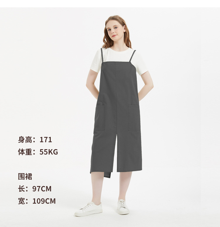 现货夏季透气全棉吊带围裙 亚马逊跨境热销防水可印logo无袖罩衣详情3