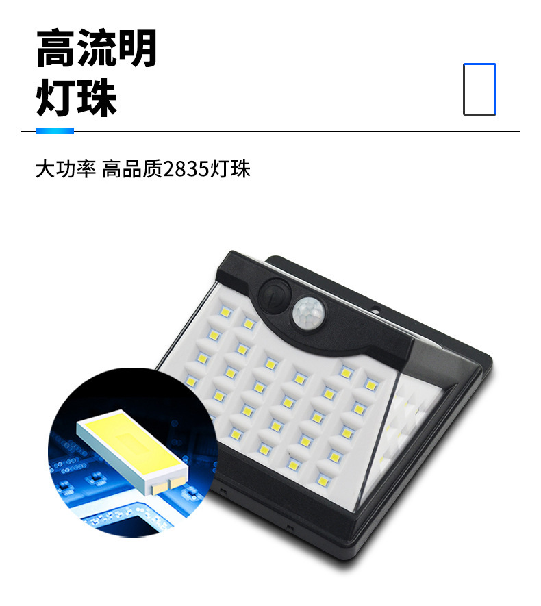 New 40LED solar small wall lamp, smart charging, human body sensing, outdoor garden lamp, household fence lamp pic 4