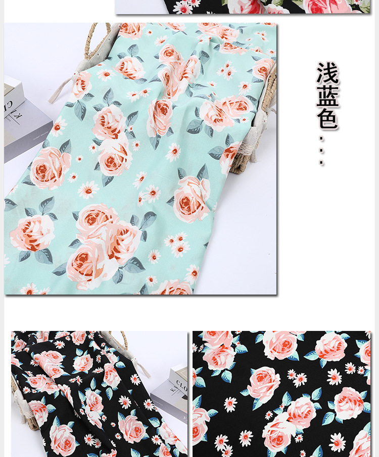 Rose large-flower fashion dress fabric, four-sided plain weave polyester printed decorative fabric shirt fabric pic 11
