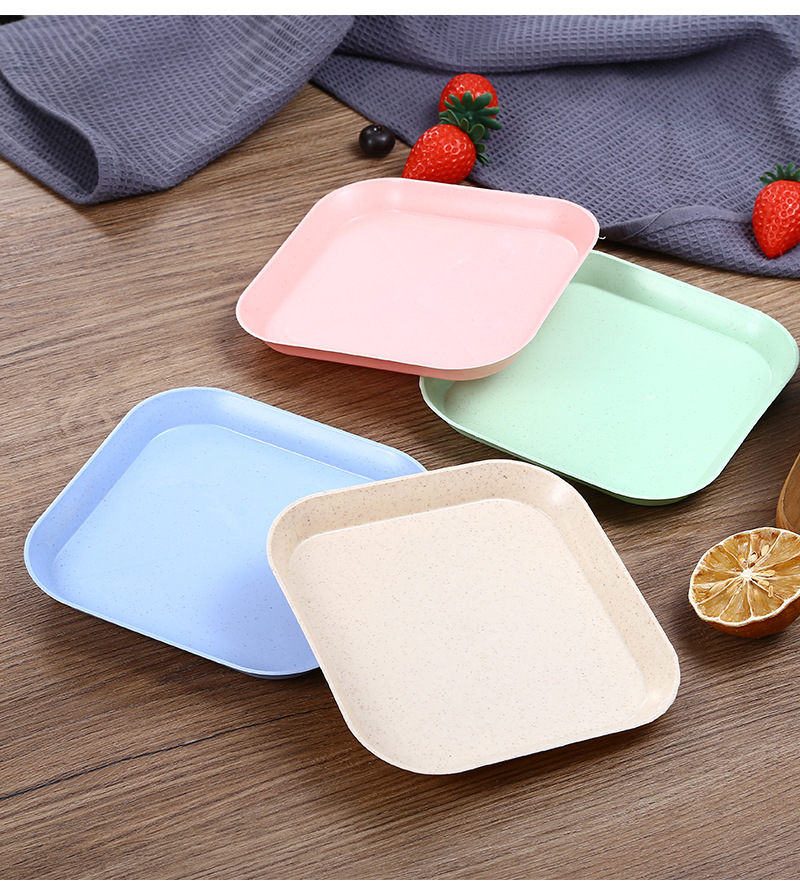 Wheat straw bone-spitting plate, bone-spitting plate, square dried fruit and fruit snack plate, seasoning plate, plate pic 11