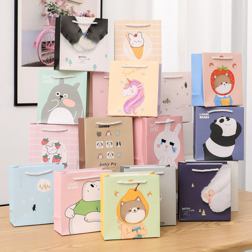 现货批发卡通款蝴蝶结白卡彩印覆亚膜礼品包装袋手提袋礼品纸袋详情8