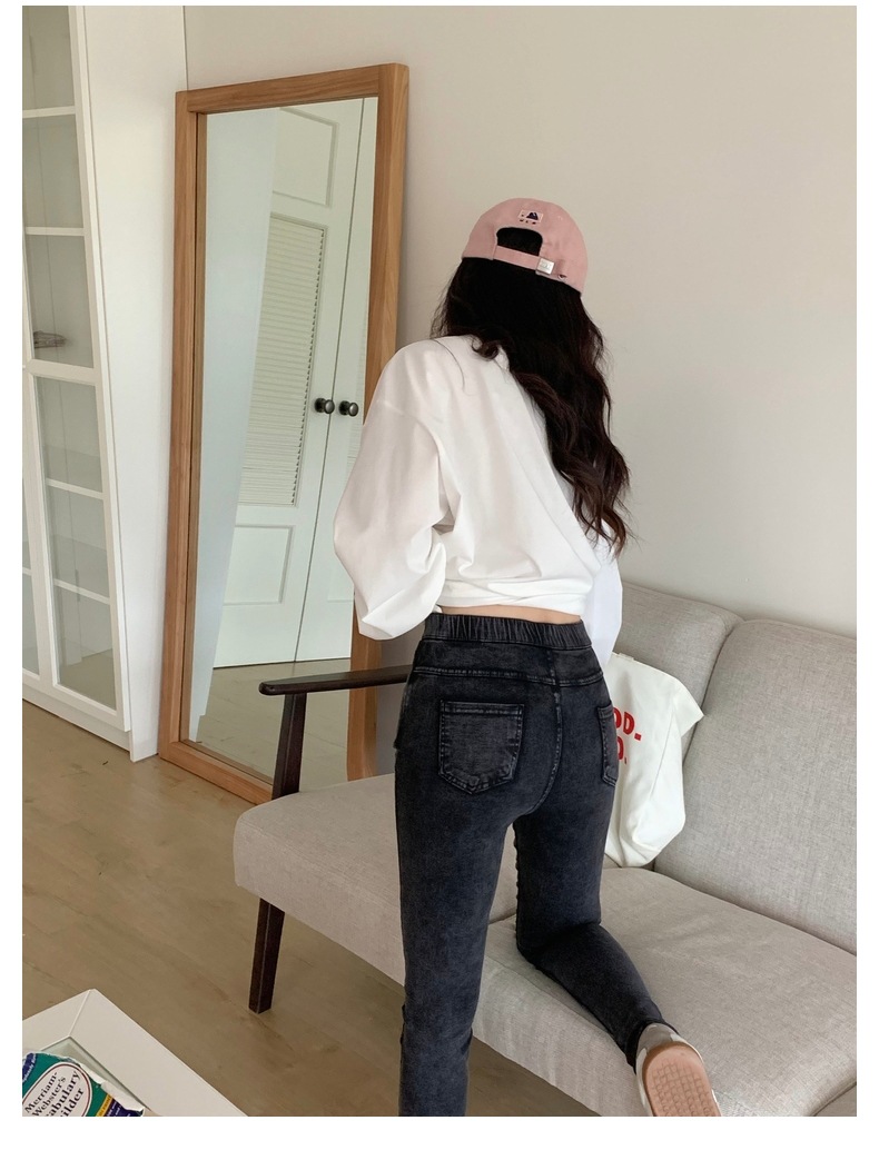 黑色打底小黑裤女秋季外穿2023新款紧身铅笔春秋魔术裤小脚牛仔裤详情28