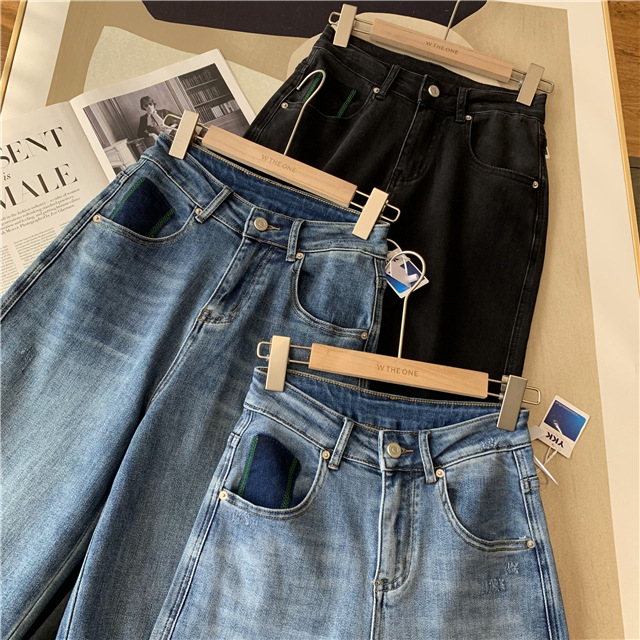 Treasure pants: Slimming, versatile, drape black straight-leg jeans for petite women, high-waisted wide-leg pants pic 31