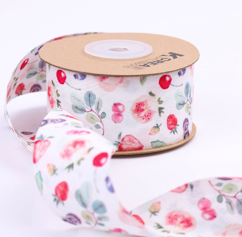 Glossy diagonal triangular pattern peach, strawberry and cherry printed ribbons DIY bow hair accessories Bow tie top hats fruit ribbons pic 9