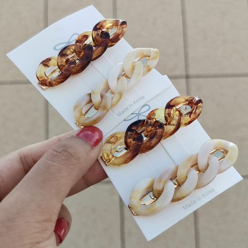 Korean Internet celebrity hairpins: Simple and retro chain, pearl imitation, elegant hairpin, side clip, adult headwear for women pic 4