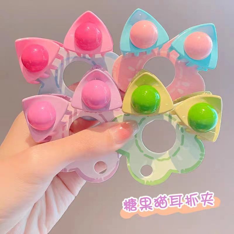 儿童发夹y2k多巴胺抓夹猫耳朵发卡小女孩头饰可爱女童刘海碎发夹详情1