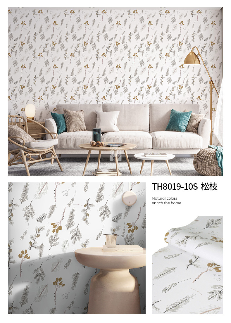 跨境加厚花卉墙纸PVC壁纸自粘卧室装饰防水墙布自贴批发wallpaper详情19