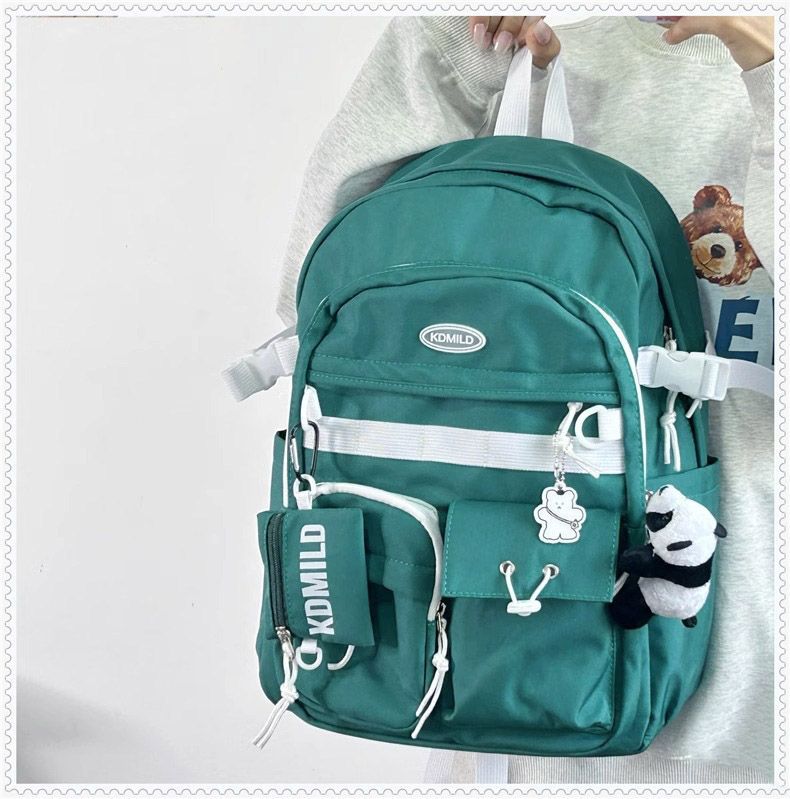 韩版ins百搭工装风书包女学生大容量日系双肩包旅行背包男详情20