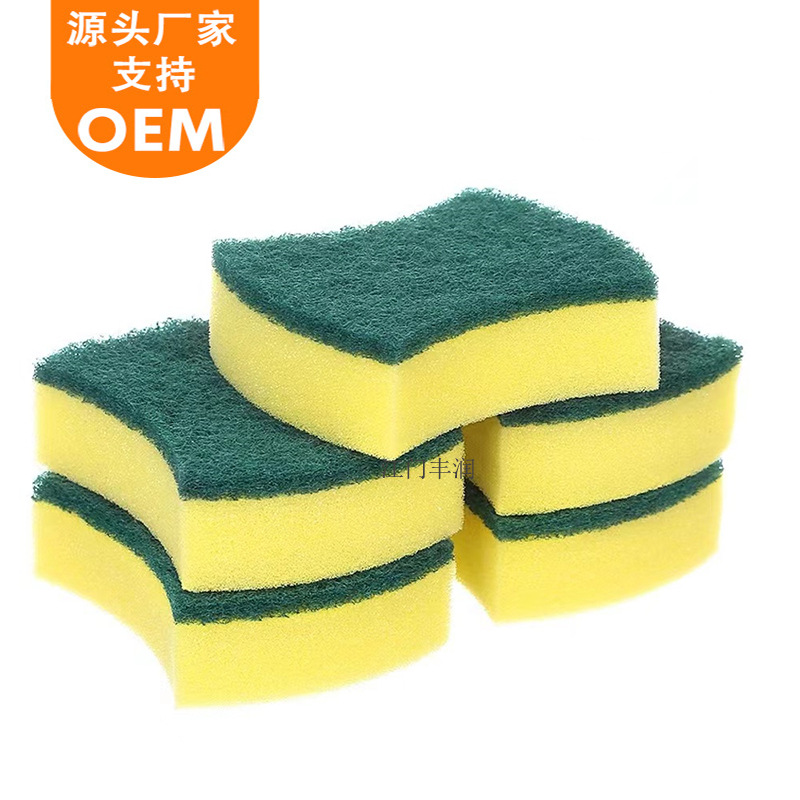 Wholesale waist-shaped high-density impregnated rubber and sand-containing double-sided dishwashing sponges, scrubbing POTS, scouring pads and cleaning sponge blocks from the manufacturer pic 8