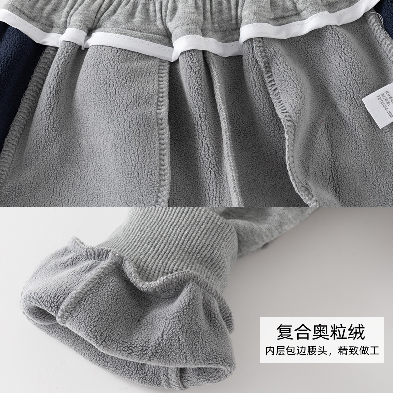 男童加厚运动裤2023秋冬新款宝宝潮裤子儿童复合加绒长裤一件代发详情6