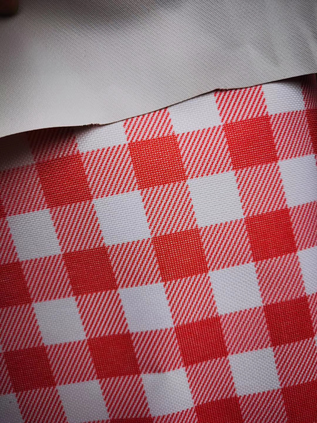 600D printed fabric, popular checkered white and red checkered picnic mat, popular checkered printed tablecloth, Oxford fabric pic 3