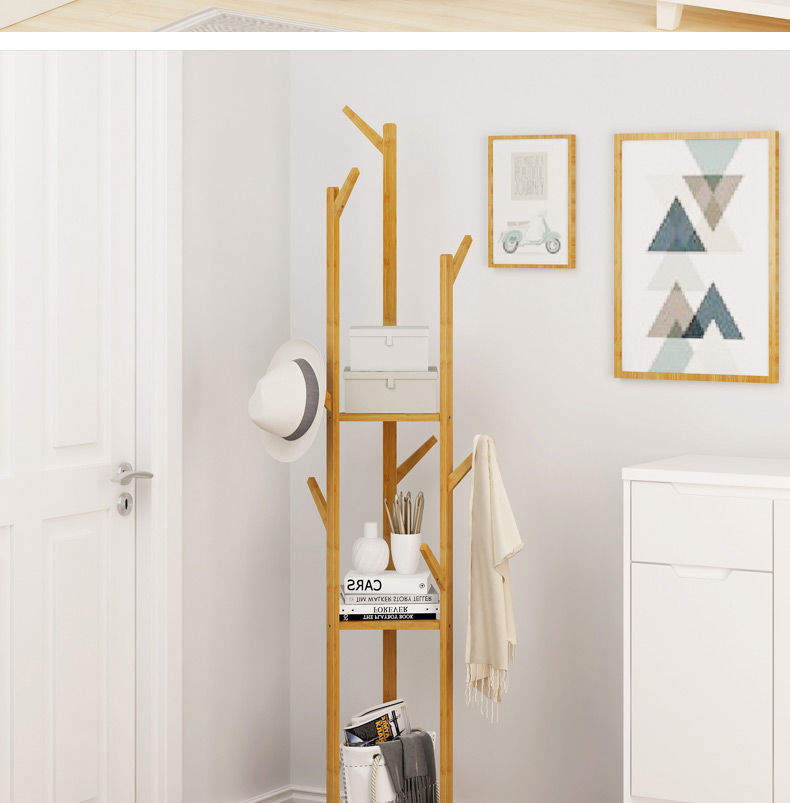 落地衣帽架实木多功能家用挂衣架简约现代卧室衣服架子置物收纳架详情14