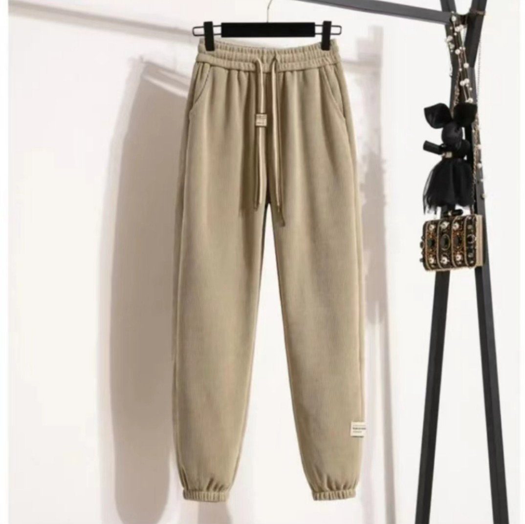 抖快直播春秋季爆款女裤高腰抽绳休闲裤单裤时尚女式卫裤萝卜裤子详情11