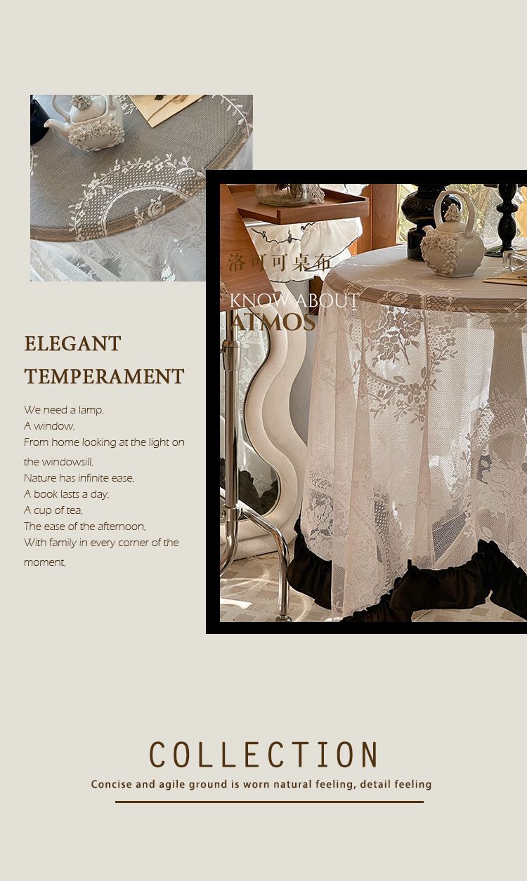 Amazon lace French court tablecloth with ruffled edge patchwork, cross-border retro high-end new tablecloth on Xiaohongshu pic 9