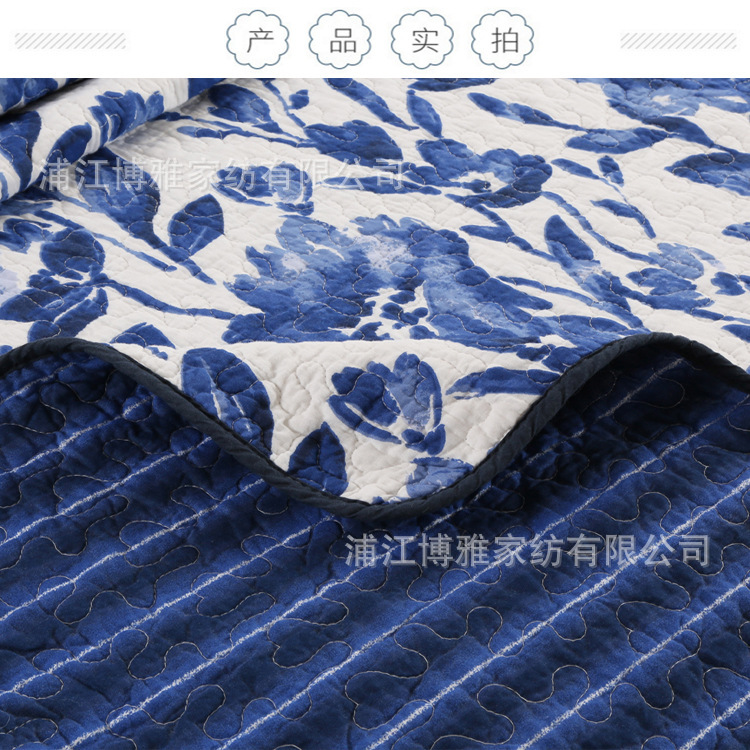 Export Amazon supplies pure cotton bed covers, quilted floral washed quilts, three-piece sets, quilted quilt factory wholesale pic 9