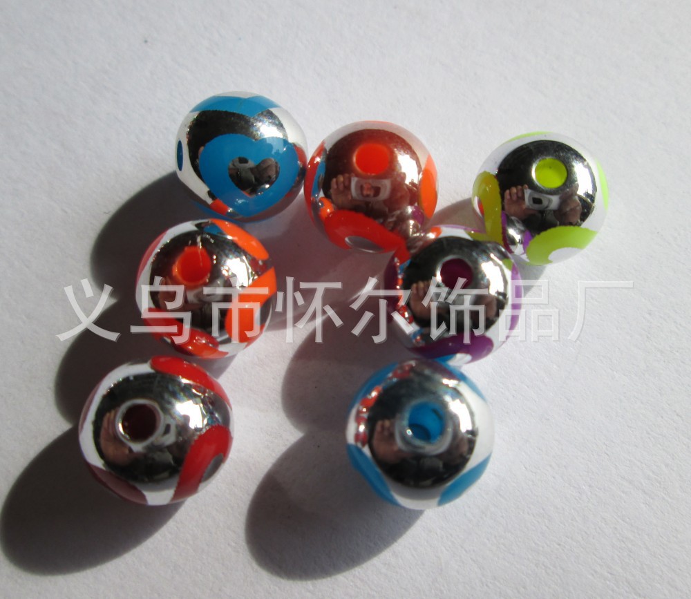 CCB电镀大孔珠 吊孔 塑料珠子合金配件 异形花 五角星 桃心珠子详情29