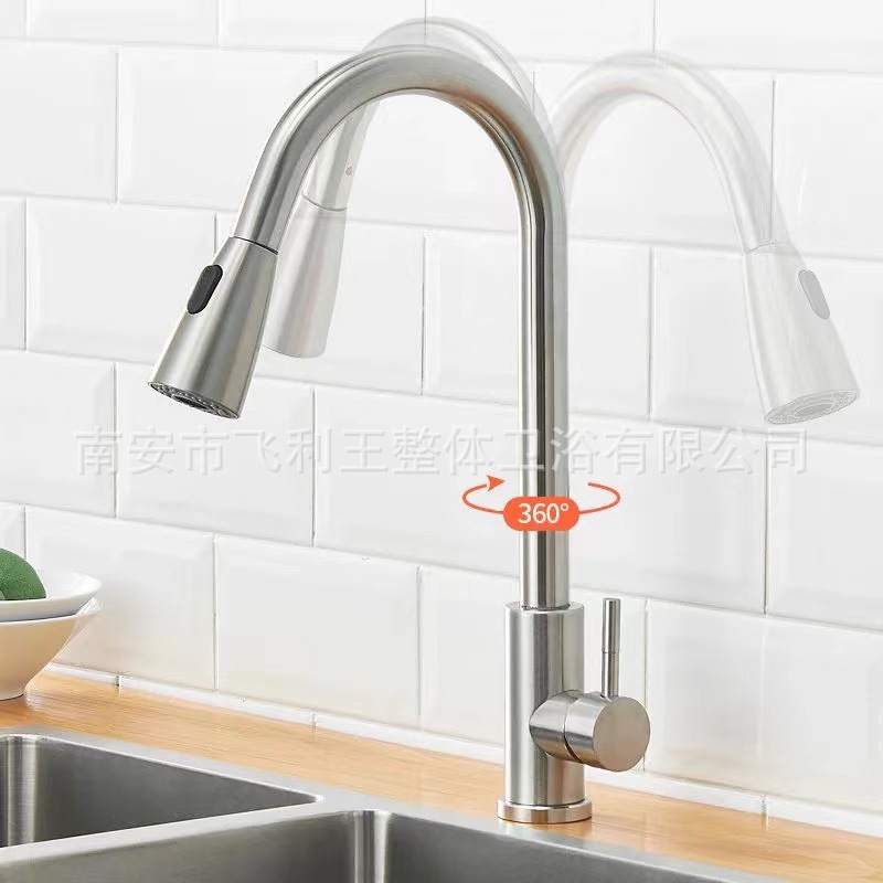 304 stainless steel cold and hot sliding kitchen sink, universal rotating telescopic sink, dishwashing sink, mixing faucet pic 4