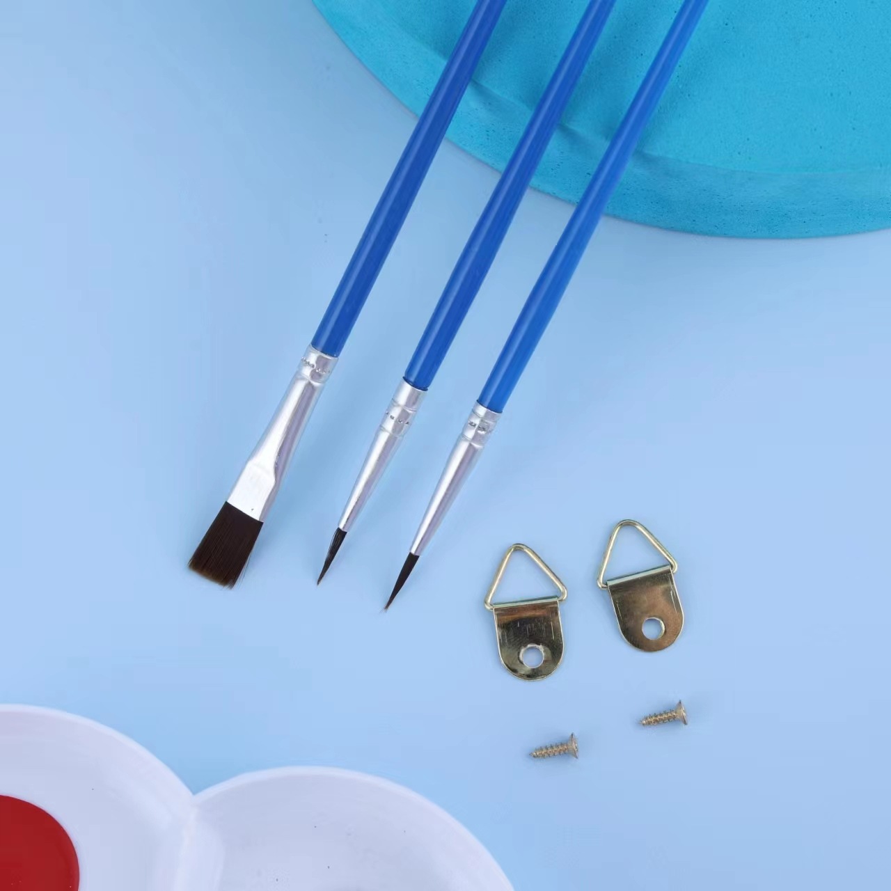 新款水粉油画笔 尼龙毛培训班儿童绘画笔平头斜头颜料油画笔套装详情3