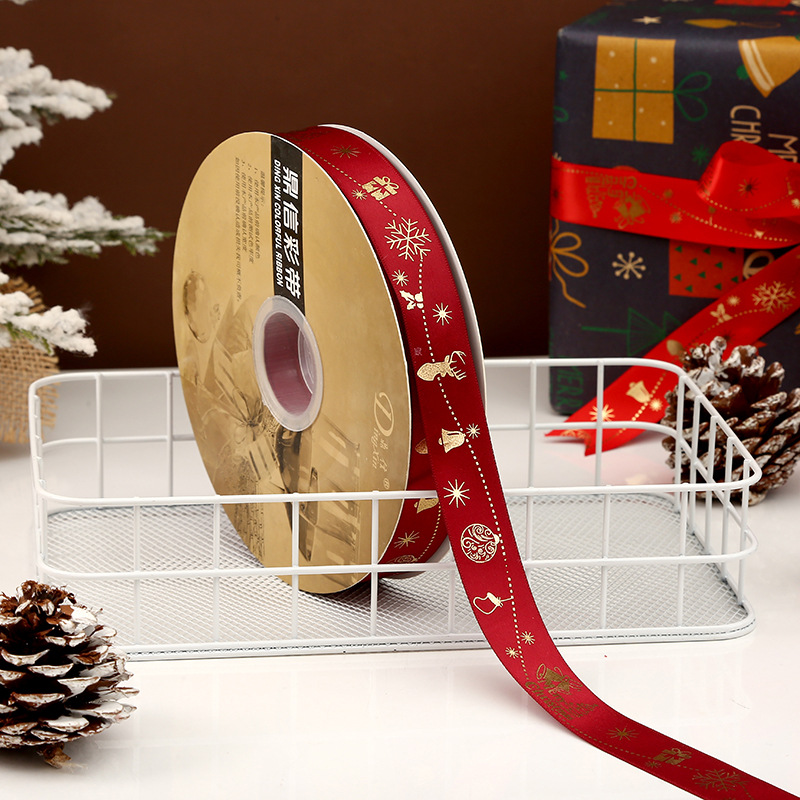 Dingxin Christmas ribbons are in stock and available for wholesale. Snowflake printed polyester ribbons, DIY gift packaging, and bow decoration pic 10