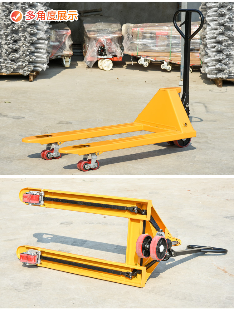 Manual hydraulic pallet truck, CBY warehouse hydraulic hand trailer, manual forklift, pallet floor cattle pic 6