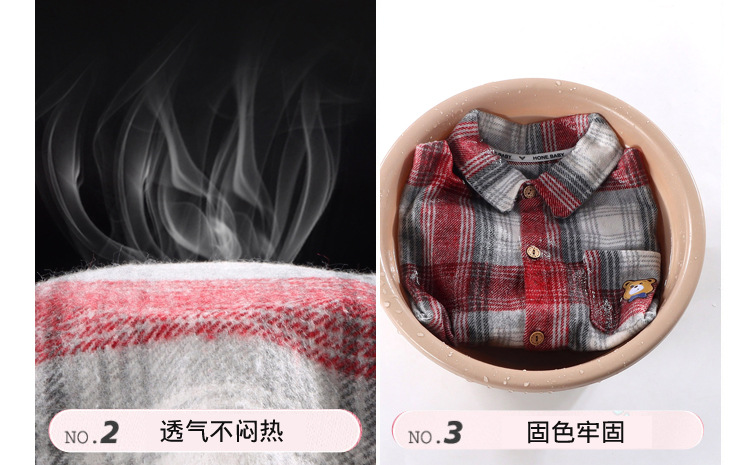 儿童衬衫秋冬季新款韩版男童翻领格子上衣女童休闲开衫长袖打底衫详情13