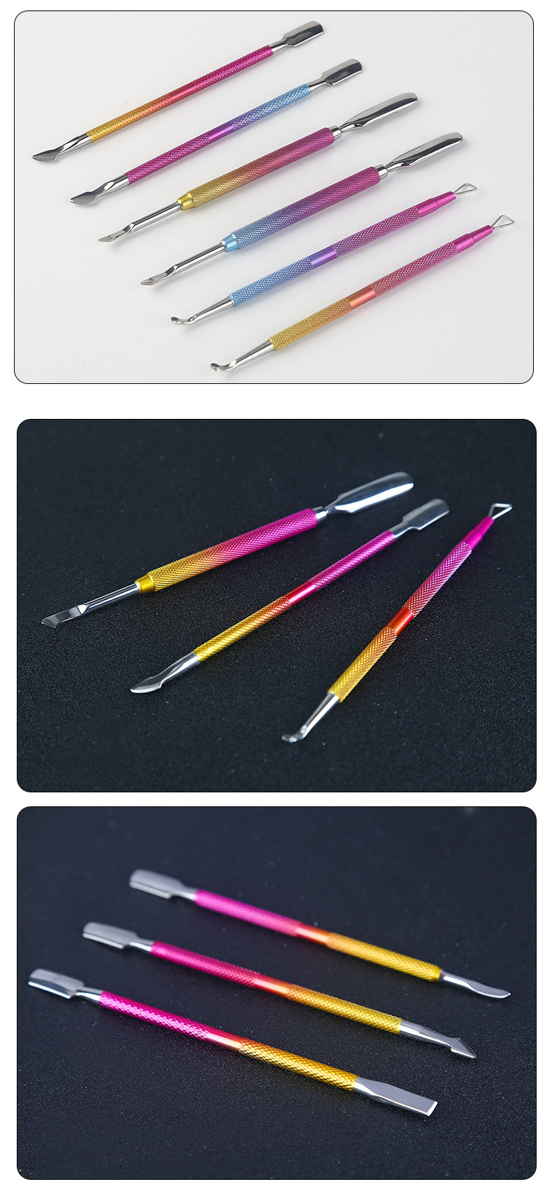 Factory direct supply of new dual-color gradient dead skin fork nail planer steel push nail removal tool set shanilak pic 11