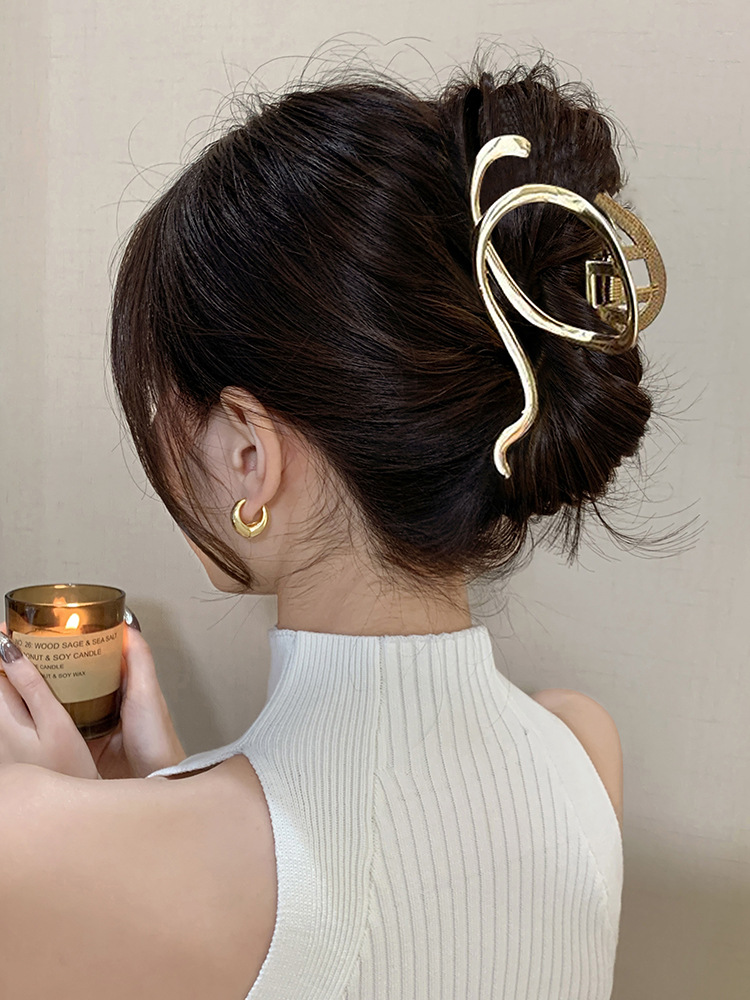 韩国不规则几何金属发夹时尚高级感抓夹鲨鱼夹冷淡风个性发饰批发详情13